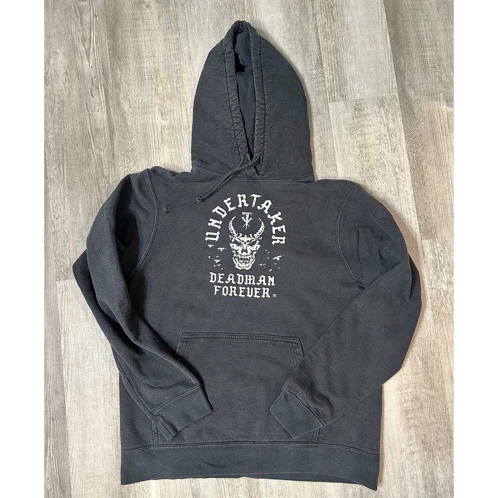 Men's WWE WWF Undertaker Dead Man Forever Black Hoodie Sweatshirt Size Medium